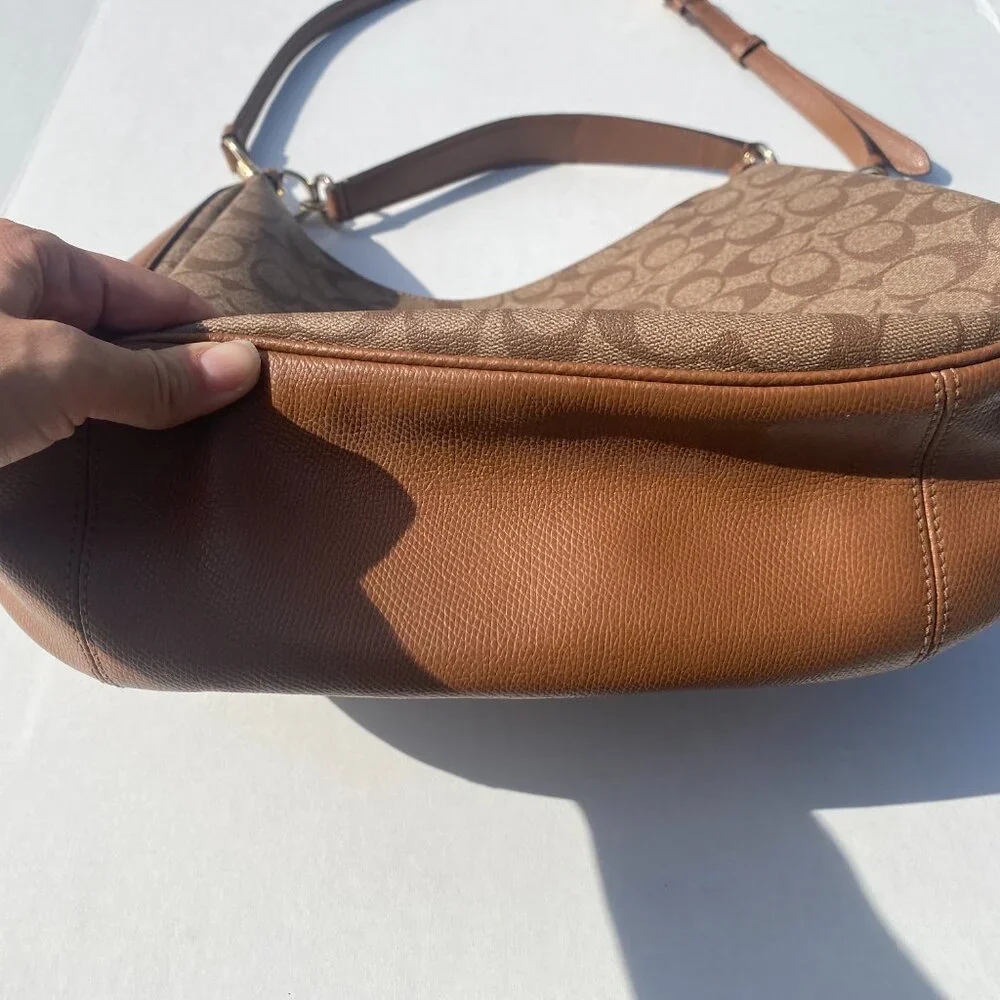 Coach Brown Signature Coated Canvas and Leather Harley Hobo - Picture 5 of 16